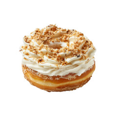 Delicious Cream and Nut-Topped Donut