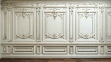 Obraz premium Ornate wall paneling in light cream