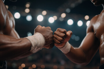 Boxers tap fists in ring as fight begins