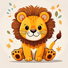 Cute lion animal clipart with simple illustrations suitable for children