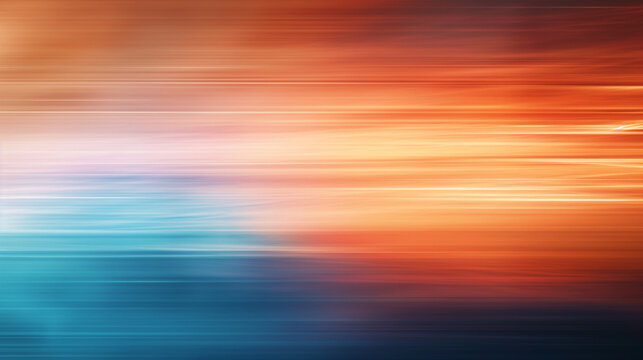Horizontal energy blur of orange and blue colour flow