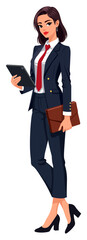 Confident Businesswoman Holding Tablet Document