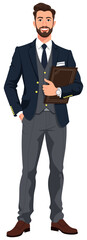 Businessman Holding Folder Smiling Confident
