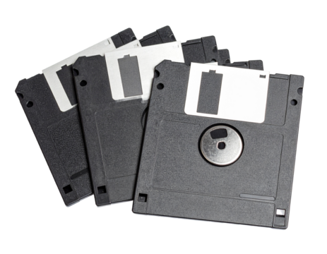 Group of Floppy Disks on White Background