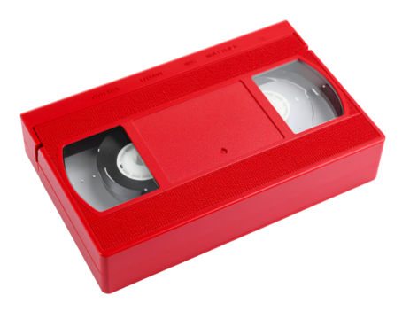 Red VHS Tape Isolated on White Background