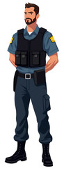 Security Guard Man Standing Confident