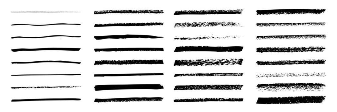 crayon drawn lines illustrator brush stroke set