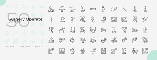 Surgery Operate Line Editable Icons set. Vector illustration in modern thin line style of Surgery Operate icons: surgical, surgeon, tool, etc