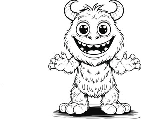 cute, funny, two horns Goofy Monsters Unleashed: s cute monster illustrations for coloring line art 