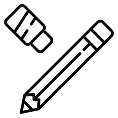 Pencil And Erase Line Icon