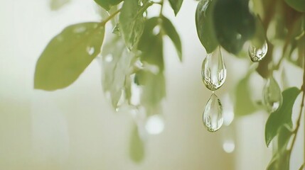 Macro shot of raindrop clinging window with bokeh background