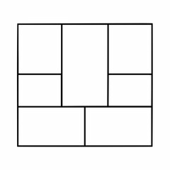 Schematic business model canvas (9 blocks) with one highlighted section. Outlines only, no fill