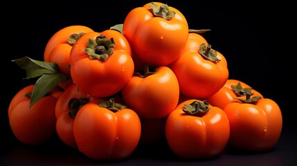 A photo of a cluster of ripe persimmons