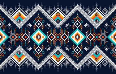 Geometric ethnic seamless pattern design. Design for background, wallpaper, fabric, clothing, carpet, scarf, decorative, rug and wrapping. Native American motifs. Turkish embroidery style. Boho motif.