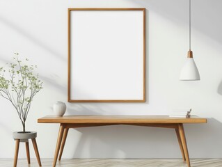 Minimalist Mockup of a Blank Frame on a Modern Interior Wall
