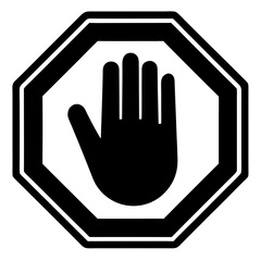 Obraz premium Black hand stop sign icon