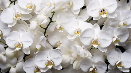 A photo of a cluster of white orchids.