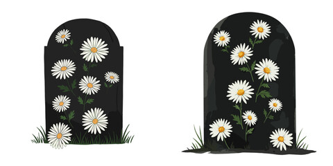 White flowers on graves, isolated on a transparent background  