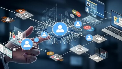 AI-Powered Social Network and Data Connectivity Visualization Concept Design - Powered by Adobe