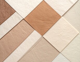 Fototapeta premium Beige and Brown Geometric Square Tile Pattern Background Texture Material Design