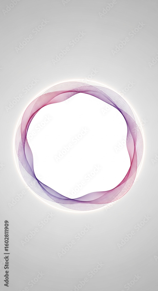 Fototapete abstract image of a purple and pink wave frame encircling a white space, suggesting elegance, modern