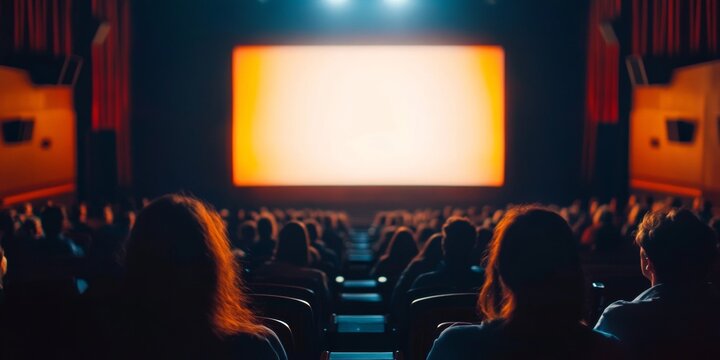 Silent film theater with classic seating and modern audience.