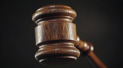 A wooden gavel used by a judge in courtrooms to signal the start and end of proceedings or as part of their deliberations.