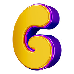 Glossy yellow alphabet with purple 3d letter g