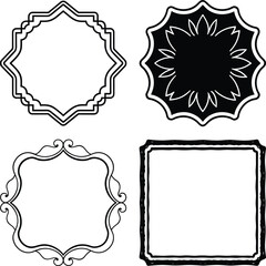 Vector of Vintage ornament frame. Decorative border frames, vintage frame and wedding ornaments Isolated icons . Calligraphic filigree black ink borders collection