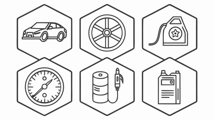 Fototapeta premium Automotive Icon Set in Asphalt Black for Vehicles, Transport, and Car Service Platforms