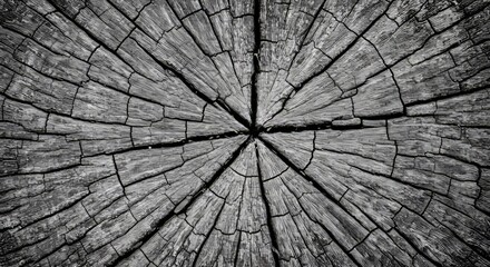 Fototapeta premium Close-up of weathered tree stump end grain with cracks