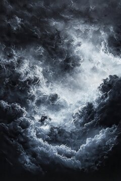 Dramatic Dark Sky with Gray and Silver Clouds in Artistic Style