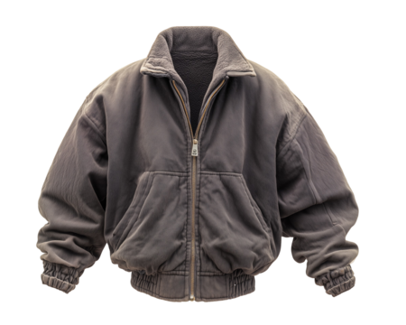 Gray zippered fleece jacket with pockets