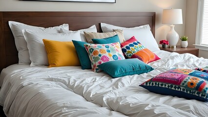 bed with pillows
