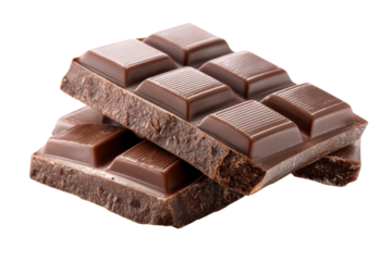 Delicious chocolate bars kitchen food photography bright setting. Isolated on transparent background, png.