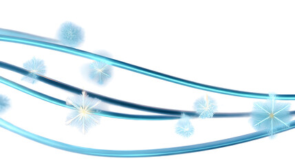 Abstract blue waves with delicate snowflakes, creating a serene winter atmosphere, ideal for seasonal designs, backgrounds, and festive themes with copy space for text overlay