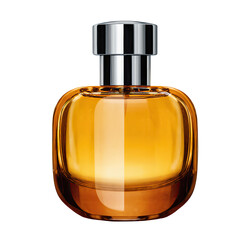 Orange perfume bottle on transparent background in png format