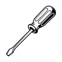 Flathead Screwdriver Line Art: Essential Hand Tool Vector Illustration

