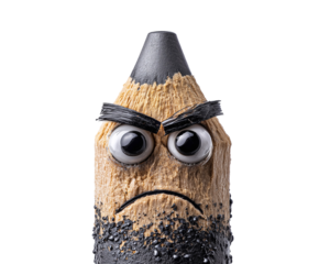 Pencil figure with grumpy expression