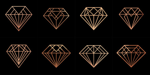 Geometric Diamond Logo Rose Gold Black Luxury Fashion
