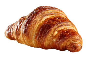 Delicious croissant baking bakery food photography cozy setting. Isolated on transparent background, png.