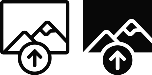 Fototapete Schwarz Mountain landscape upload icon in outline and solid fill styles  © MUZIHID CREATION