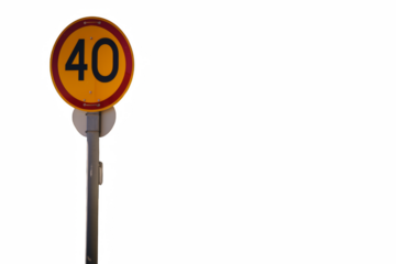 Road sign indicating a 40 km/h speed limit, transportation safety concept