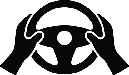 Hands gripping a car steering wheel for driving control