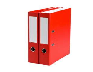 Red Document Binders on White Background