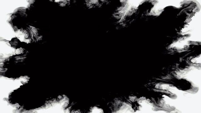 Dramatic black ink explosion on green screen transitioning to full blackness overlay effect