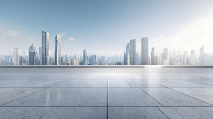 Open Square with City View in Morning Light