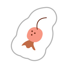 Sticker with abstract simple berry. Color hand drawn clipart illustration.