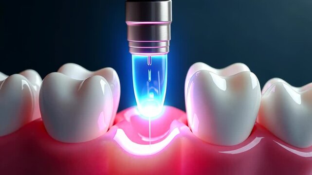 composite filling, dental restoration, curing light. Tooth repair. Enamel hardens with blue illumination. Resin application improves chew function. Dental integrity supports overall health.