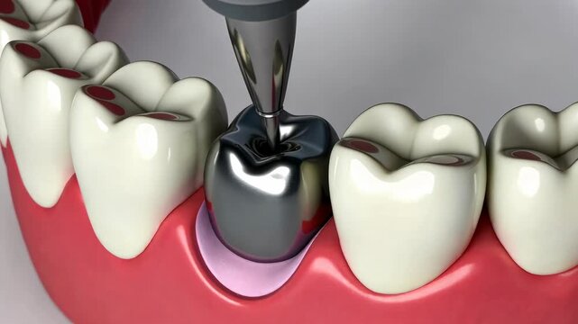 amalgam filling, dental restoration, cavity treatment. Tooth repair. Dentists replace damaged enamel. Silver material prevents further decay. Restoration process ensures lasting health.